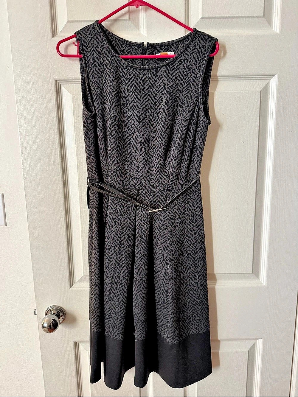 Calvin Klein Black Geometric Midi Dress New